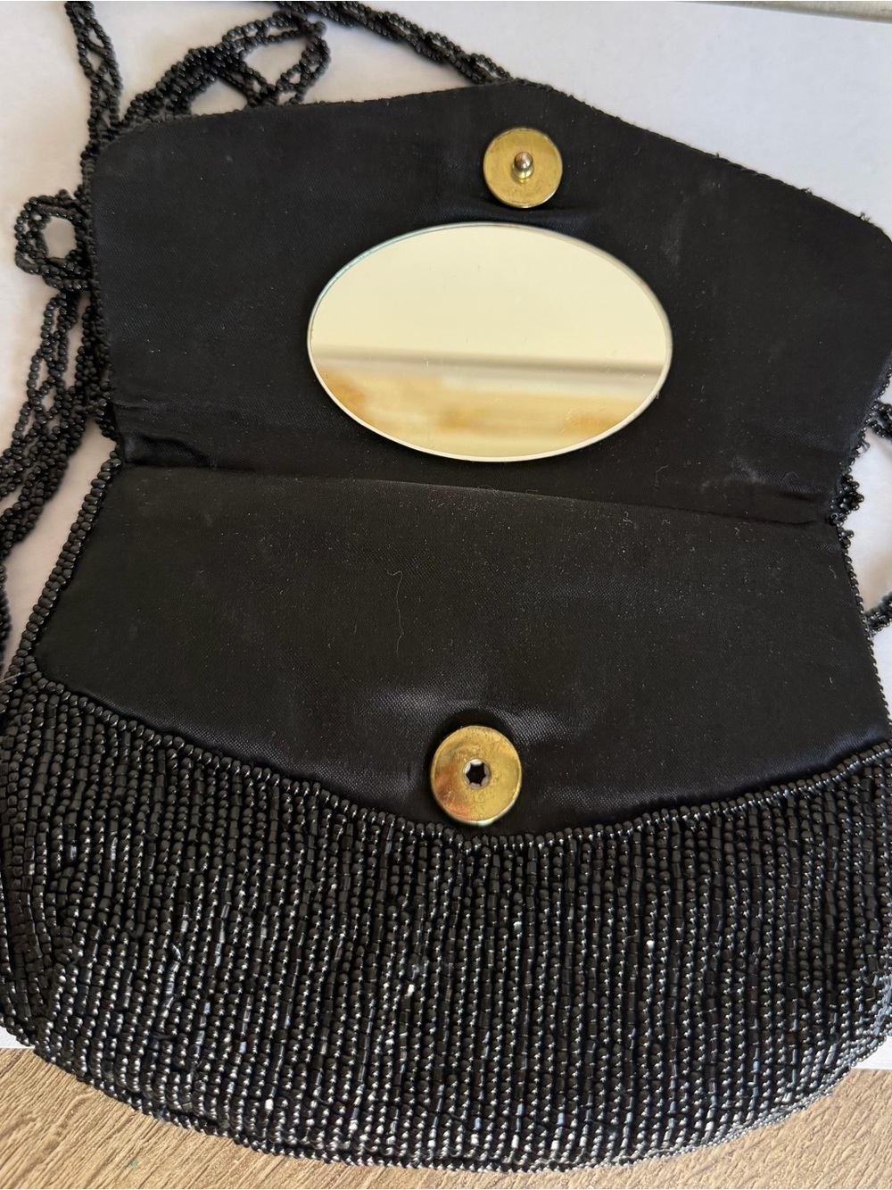 Black Beaded Evening Clutch with Braided Strap - Picture 9 of 10